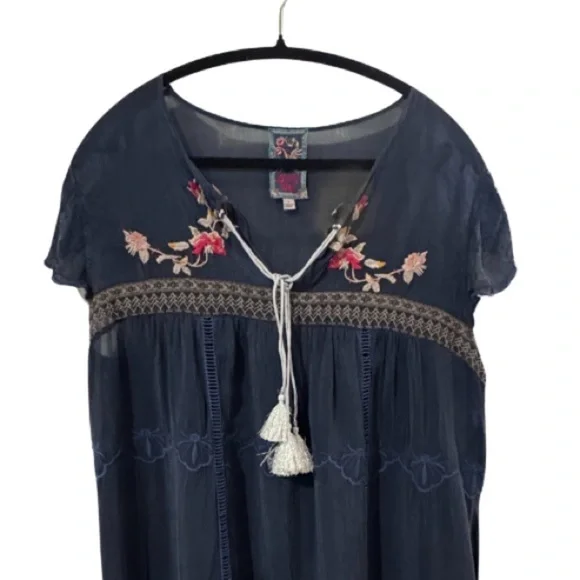 Johnny Was Blue Edda Dress with Colorful Embroidery - Picture 5 of 5